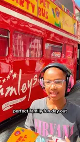 A family-focused video showcasing the Hamleys Puppet Party Bus sightseeing tour in London. The video features the creator and their children enjoying a 90-minute bus ride with live puppet entertainment, highlighting the experience as a solution for parents whose children dislike walking during city sightseeing.
