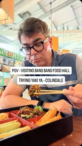 A first-person POV vlog review of a visit to the Yaki Ya! stall at Bang Bang Oriental Food Hall in Colindale. The creator orders a mixed starter box, chicken katsu curry, and yakisoba, and provides an honest review of the food and the atmosphere.