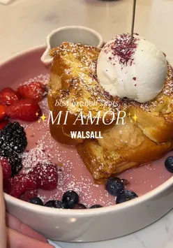 Brunch at Mi Amor in Walsall featuring pancakes and pistachio kunafa, a top spot in the West Midlands.