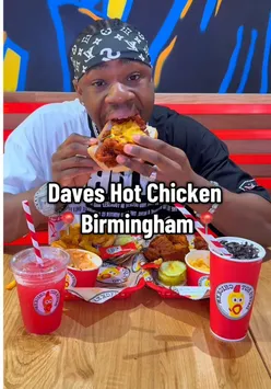 Delicious hot chicken from Dave's Hot Chicken in Birmingham, UK, enjoyed by excited food lovers.
