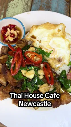 Delicious authentic Thai dishes at Thai House Cafe in Newcastle, featuring pad ka prao, tum yum noodles, and more.