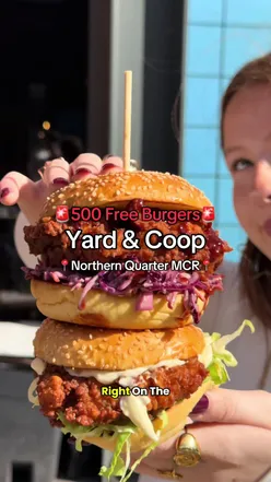 Students enjoying free fried chicken burgers at Yard & Coop in Manchester's Northern Quarter. #studentdeals #foodinmanchester