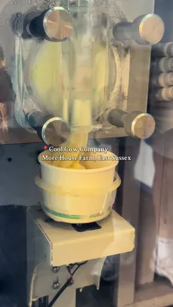 Enjoying delicious soft serve ice cream from a unique vending machine in East Sussex