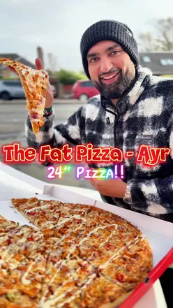 '24-inch pizza and various sides at The Fat Pizza in Ayr, featuring friendly service and delicious options.'