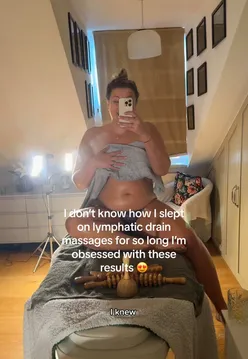 Client enjoying lymphatic drainage massage at Face On Aesthetics, feeling lighter and rejuvenated after treatment in London.