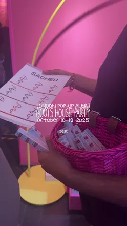 Guests enjoying the Boots UK House Party Popup event in London, showcasing beauty and fun from October 10-12.