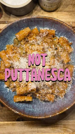 A delicious homemade pasta dish featuring lamb, anchovies, and preserved lemon, inspired by puttanesca, perfect for late-night cooking.