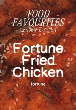 Chicken tenders with sweet chili, pineapple pie, and Thai iced tea at Fortune Fried Chicken, London food favorites.