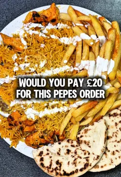 Pepe's Piri Piri chicken order displayed, highlighting vibrant flavors and sides for takeaway enthusiasts