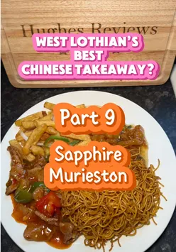 Dining on delicious Chinese takeaway from Sapphire in Murieston, featuring cha cha beef and more.
