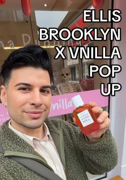 Visitors enjoying banana pudding and perfume samples at the Ellis Brooklyn pop-up in Covent Garden, London.