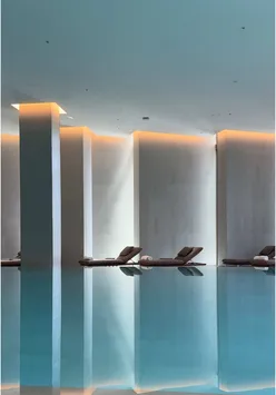 Relaxing day at the Aura Sky Pool in Dubai, showcasing luxury living and leisure vibes.