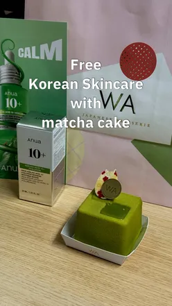 Matcha lovers enjoy delicious desserts at WA CAFE, promoting ANUA Azelaic Acid Serum giveaway in London. Limited time offer!