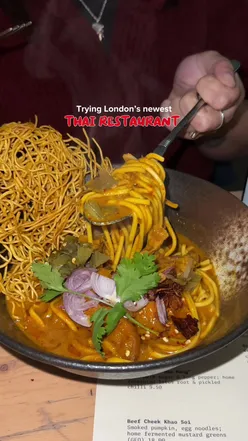 Delicious Thai fried chicken and Khao Soi at Kruk in Peckham, London, a hidden gem for flavorful dishes.