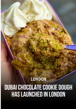 Delicious Dubai Chocolate Cookie Dough from MyCookieDough at Camden Market, a must-try for dessert lovers!