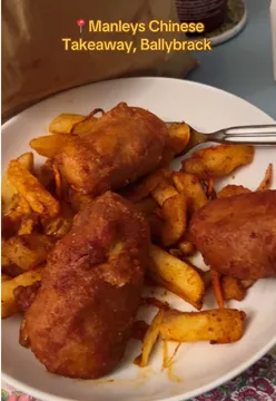 “Delicious Chinese takeaway including crispy chicken and rice on a Sunday night in Dublin”