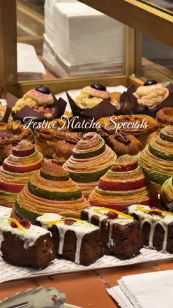 Matcha specials at Boxcar Bread & Wine: KOMA yuki & Matcha dream, plus festive brunch items like mince pie croissant.