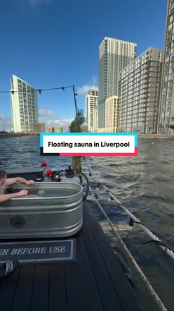 Enjoying the UK's first floating sauna experience at WYLD SAUNA on Princes Dock, Liverpool, amidst winter vibes.