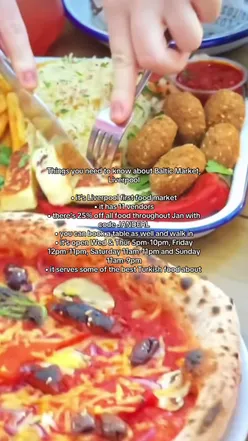 Vibrant scene at Baltic Market Liverpool showcasing diverse food options and lively atmosphere #balticmarketliverpool