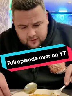 Food reviewer sharing Indian dishes in Doncaster, promoting full video release on YouTube at 6 PM.