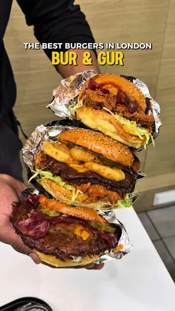 Delicious burgers and shakes from Bur & Gur, London, featuring a diverse menu of mouth-watering dishes.