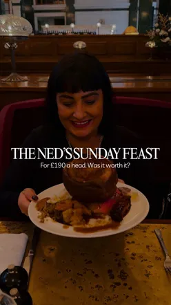 Luxurious Sunday lunch at The Ned's £120 Ned's Feast with unlimited seafood, roast, and live jazz in Mayfair, London.