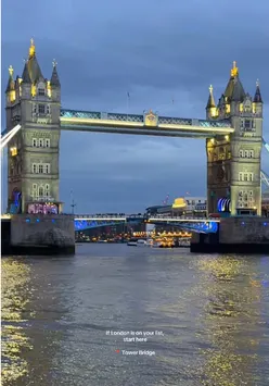 Night view of Tower Bridge with vibrant lights, capturing evening vibes in London.