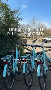 Charming hotel in the Cotswolds with stunning outdoor area, luxurious amenities, and modern rooms featuring freestanding baths.