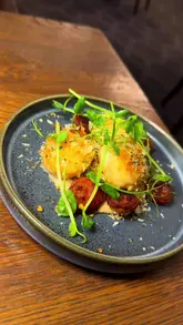 A video showcasing a visit to the Royal Victoria Hotel in Sheffield, specifically highlighting the dining experience at Cunningham's Restaurant. The creator walks through the hotel entrance, shows the restaurant interior, and presents several courses including scallops, pheasant, lamb, hake, and desserts.