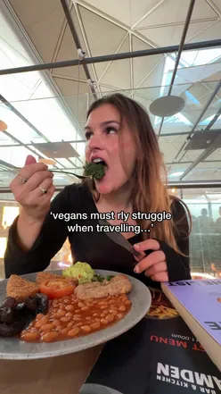 is it tough travelling as a vegan?? sometimes! but it’s also SO exciting!! hunting down the lil vegan cafe, searching happy cow at every stop, tasting the local cuisine through a vegan lens…  it’s one of the best things in the world!! #vegantravel #veganabroad #veganuk 