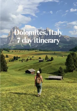 🇮🇹 Dolomites 7 day itinerary  ⬇️  ➡️🇮🇹 Get my FREE Dolomites Travel Guide at dolomites.kelseyinlondon.com (link in bio) which includes:⁣⁣📍Places to visit 🌲 Beautiful lakes 🥾 Popular hiking trails 🍽️ Where to eat 🏩 Hotel recommendations 📆 When time to visit ✈️ How to get there 🚗 How to get around⁣⁣ + a saveable Google Map with all locations pinned 🗺️⁣  DAY 1: ✈️  Fly to Venice Marco Polo Airport (VCE), 🚗 pick up your rental car and drive 3 hours to the Dolomites 🏔️ Stay in the town Ortisei for first 3 nights. DAY 2: 🚠 From Ortisei, take a cable car to Alpe di Siusi (spend half a day here). Then take a cable car to Seceda (spend 2nd half of day here). You can buy a daily cable car pass to access both places. DAY 3: 🚗 Drive 30 mins to Val di Funes. Visit San Giovanni Church first, then do the Geiser Alm hike – allow 5 hours, 3 hour hike + 2 hours for lunch at the Rufigio (mountain hut). End the day watching sunset at Santa Maddalena Church.  DAY 4: 🧖‍♀️ Spa day! Time to relax with a spa session and swim at your hotel – check out my free Dolomites guide for all my hotel recommendations. Then, drive 2 hours east and base yourself in Cortina d'Ampezzo for the rest of this trip or you can even stay at on hotel on Lago di Braies, the most beautiful lake in Italy. DAY 5:  ⛵️ Rent a wooden boat at Lago di Braies and don’t skip the 1 hour walk around the lake where you can find adorable cows chilling by the shore. DAY 6: 🥾 Combine two popular hikes in one day - start with Cadini di Misurina (1.5 hour out & back hike) in the morning and if you’re up for the challenge, add on the Tre Cime di Lavaredo 11km loop (4-5 hours).  DAY 7: 🚗 Drive 2 hours back to Venice. If you have time before your flight home, check out all the amazing things to do in Venice in my free Venice guide (link in bio)  🇮🇹 Best things to do in the Dolomites, Italy. Best places to visit in the Dolomites. How to get to the dolomites. Dolomites road trip. Dolomites itinerary. Hiking in the Dolomites. Dolomites Best Hikes. One week in the dolomites. Dolomites itinerary. Where to go Dolomites