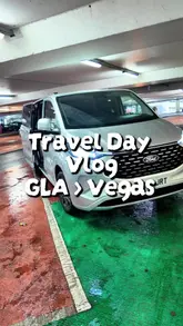 A travel day vlog documenting a trip from Glasgow to Las Vegas. The video covers the transfer to the airport, time spent in the airport lounge, the flight experience with British Airways, a stop at Five Guys, and arrival at the New York New York Hotel, including some slot machine gameplay and pizza.