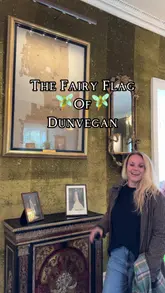 The video features a creator providing a historical overview of the 'Fairy Flag' at Dunvegan Castle on the Isle of Skye. It combines talking-head segments with scenic B-roll of the castle, the surrounding landscape, and the artifact itself, weaving a narrative about its folklore origins.