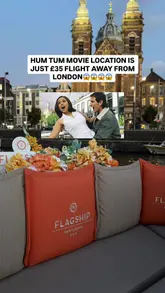 A travel guide reel featuring a trip to Amsterdam, highlighting a hotel stay, canal cruise, and various popular food spots including Dutch pancakes, fries, and falafel. The video is structured as a quick-fire listicle of recommendations.