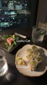 A review of Lucky Cat by Gordon Ramsay, featuring a variety of Asian-inspired small plates, sushi, and cocktails in an atmospheric, high-end setting. The video highlights the quality of the food, the attention to detail in the drinks, and the overall dining experience.