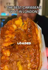 A creator visits Double Knot in London to review their viral loaded patties, showcasing the oxtail and curry goat options alongside sides like jerk mac and cheese and rice boxes.