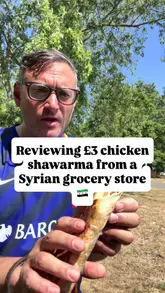 The creator visits Midan Supermarket in Greenford to review a £3 chicken shawarma. The video features the creator walking to the location, showing the interior of the grocery store, and providing a taste test and review of the shawarma.