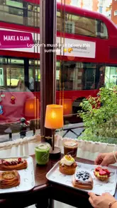 A short, aesthetic video showcasing a variety of pastries and iced drinks at a London bakery. The footage features close-ups of the food, the bakery counter, and the interior setting, designed to entice viewers to visit.